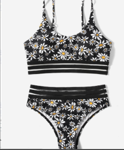 European And American Split Printed High Waist Swimsuit Women's Bikini