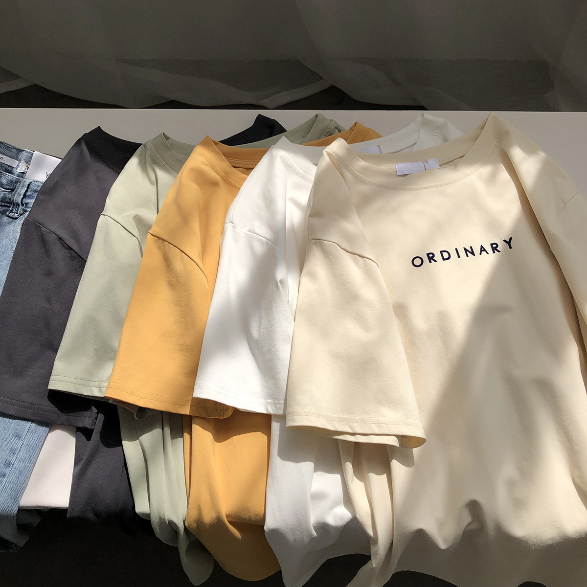 Korean Version Of Ins Loose Casual Simple Letter Short-Sleeved Top