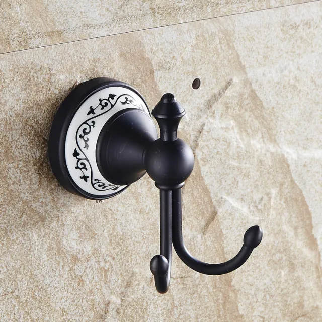 Antique Black European Style Coat And Hat Clothes Hanging Ceramic Base Hook Black - Shop at LoveMi