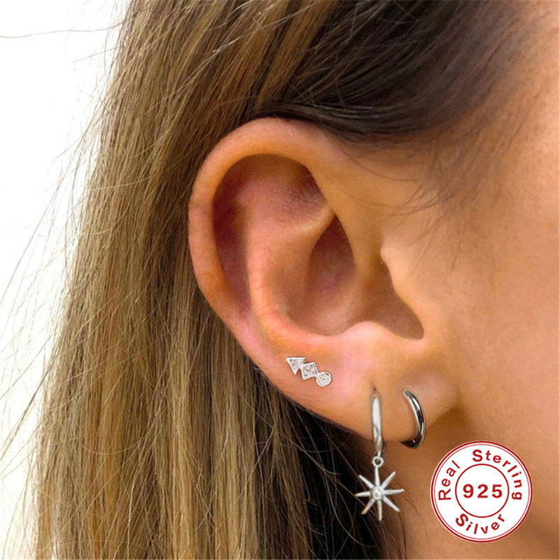 Fashion Simple Octagonal Star Sterling Silver Ear Buckle