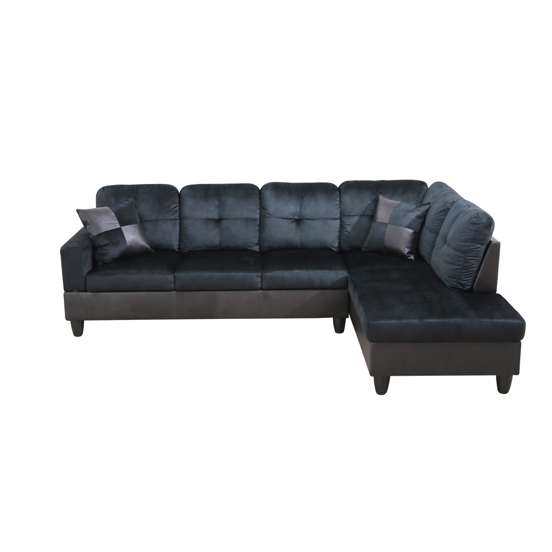 Pickup Only--Dark Blue And Brown Color Lint And PVC 3-Piece Couch Living Room Sofa Set