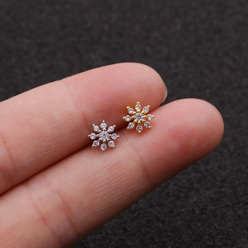 Zircon Flower Stainless Steel Earrings Jewelry