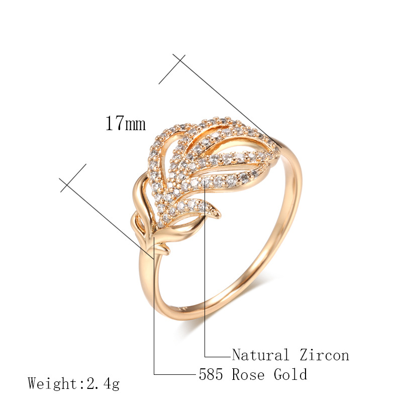 Flower Leaf Rose Gold High-end Fashion Ring Women