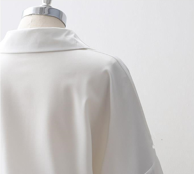 Loose Long Sleeve Versatile Solid Lapel Polyester Shirt