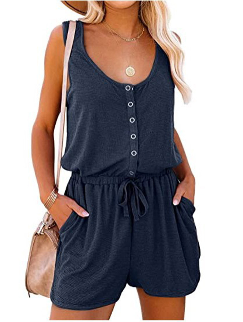 Casual Loose Fitting Wide Leg Shorts With Waistband And Tie Up Navy - Shop at LoveMi