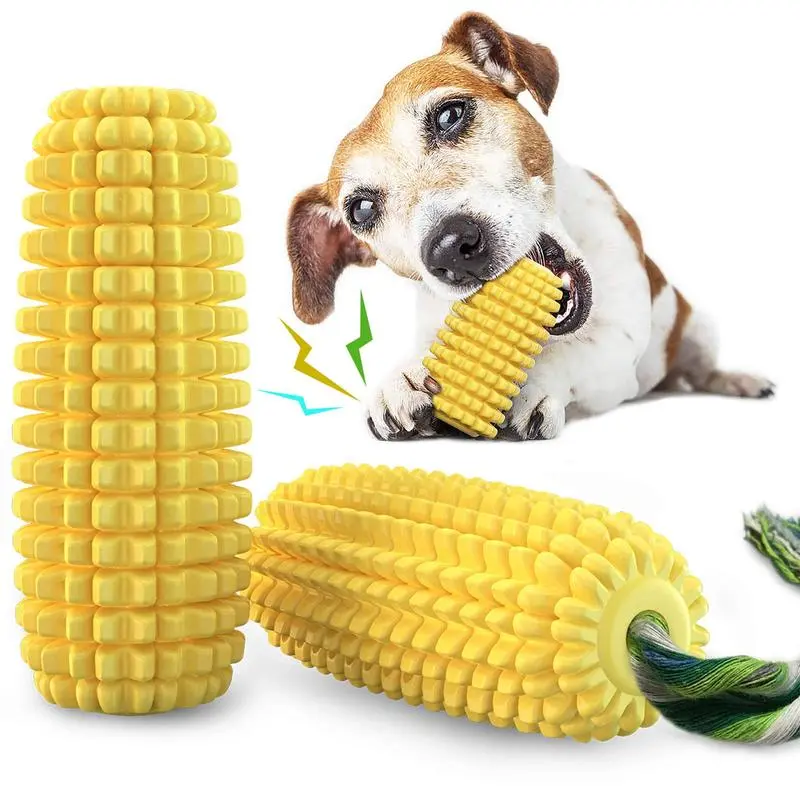PROKEl Dog Chew Toys Corn Stick Toy For Smal MediumLarge Breed 5.8 Squeak Corn Stick Ropetoy - Yellow