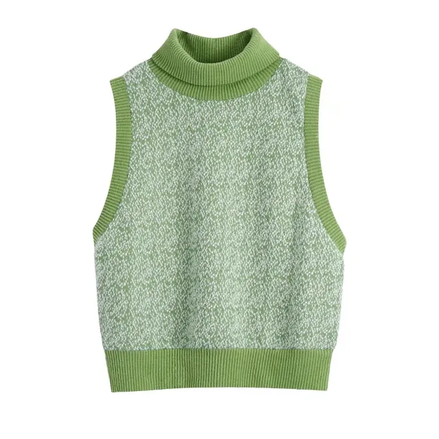 Faux Fur effect Jacquard knit Vest Photo Color - Shop at LoveMi