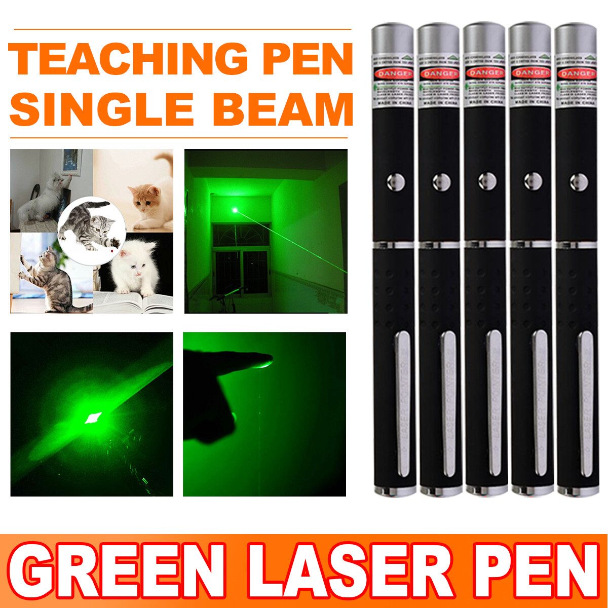 532nm Green Laser Pointer Pen Light Visible Single Beam AAA Lazer Torch 5PCS Mini Small Teaching Pen Light Pet Toys