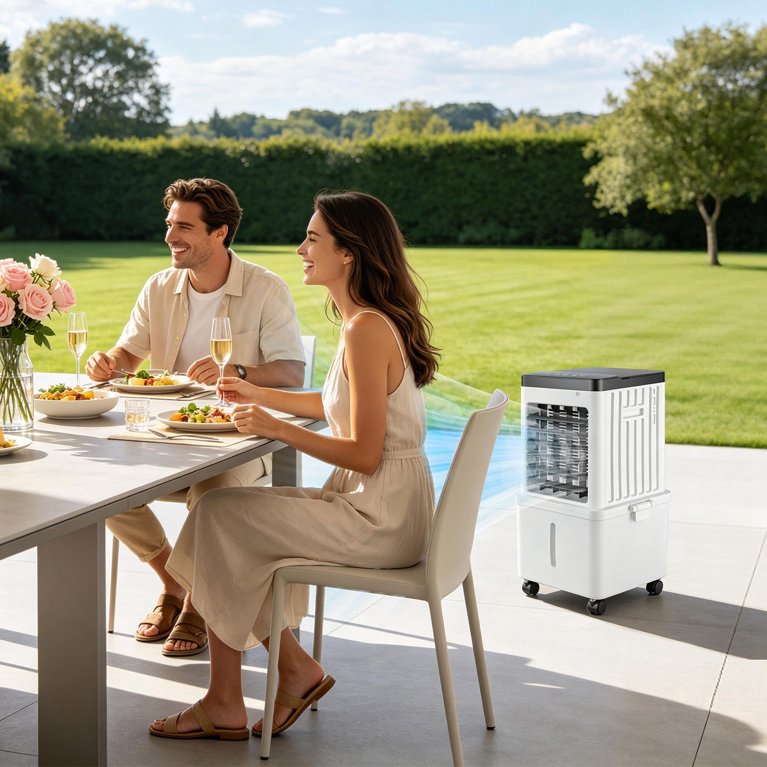 Portable Air Cooler Fan 12L Evaporative Air Conditioner With 3-Speed Dual Water Tank Touch & Remote Control 4 Wheels 4 Ice Packs Oscillation 15H Timer Visible Window For Bedroom Office Home — foto 8