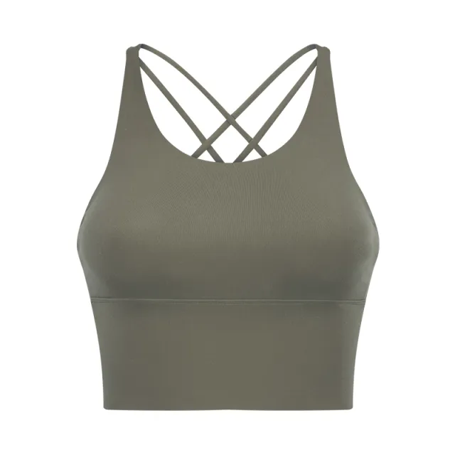 Backless Fitness Bra Small Suspenders Solid Color Green - Shop at LoveMi