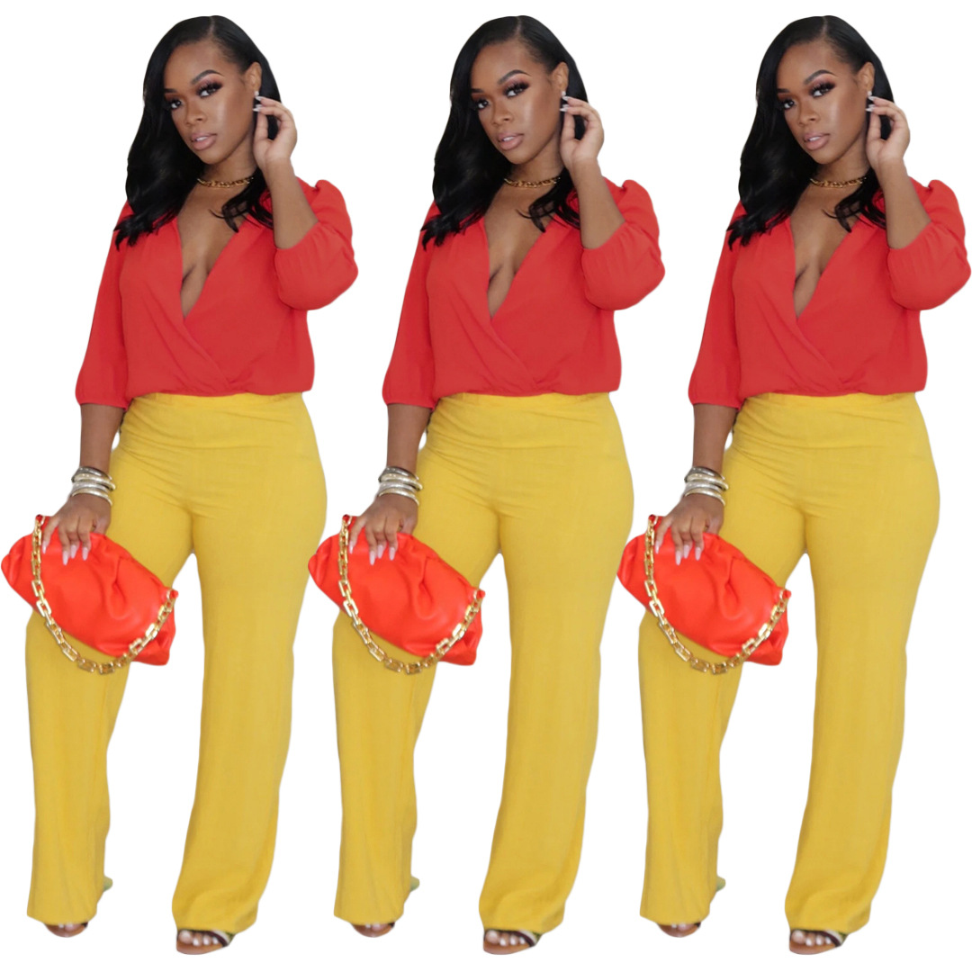 Casual Sexy Loose Candy Color Two-piece Suit