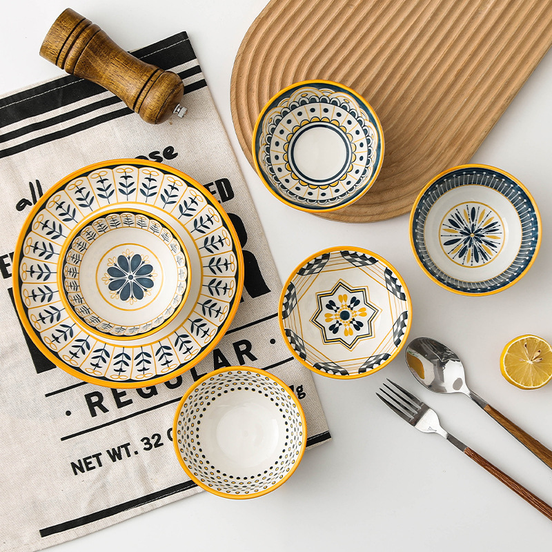 Nordic Retro Ceramic Rice Bowl Creative And Personalized Household Tableware