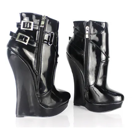 18cm Large Size Waterproof Platform Women's Large Size High Heels - Black