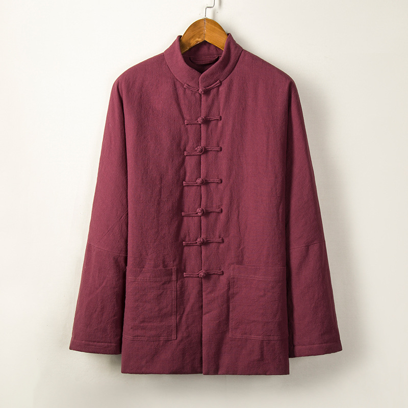 Men's Tang Suit Cotton Jacket With Stand-up Collar