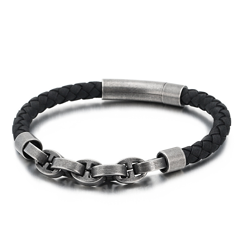 European And American Men's Titanium Steel Bracelet Bracelet Fashion Trend Braided