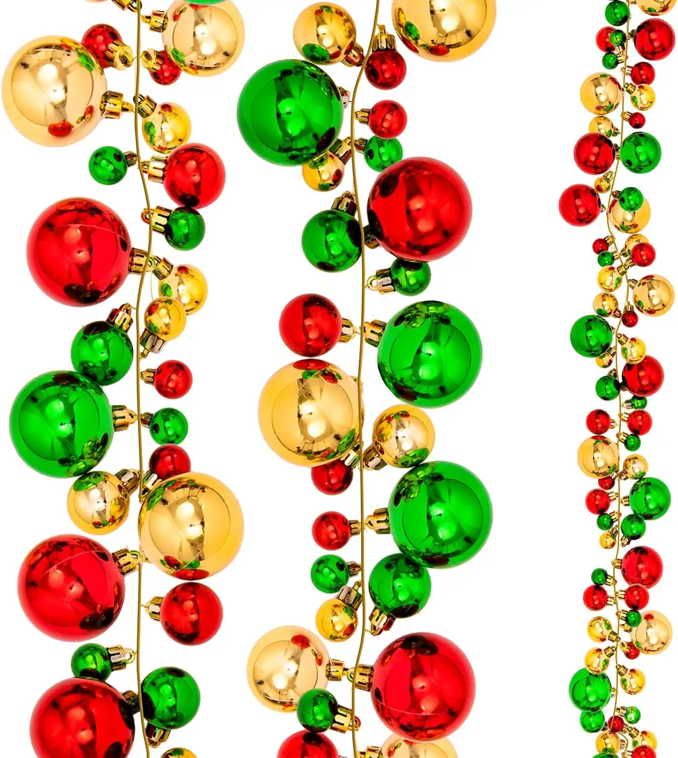 6 Ft Christmas Ball Garland, Shatterproof Bauble