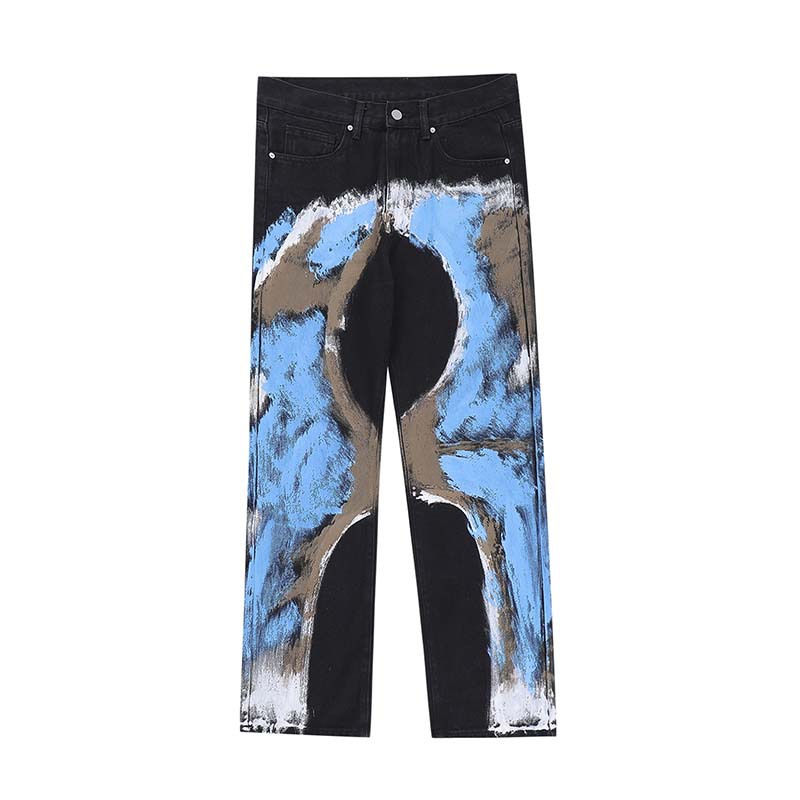 Title 1, Graffiti Loose Fashion Jeans voor heren met kle...