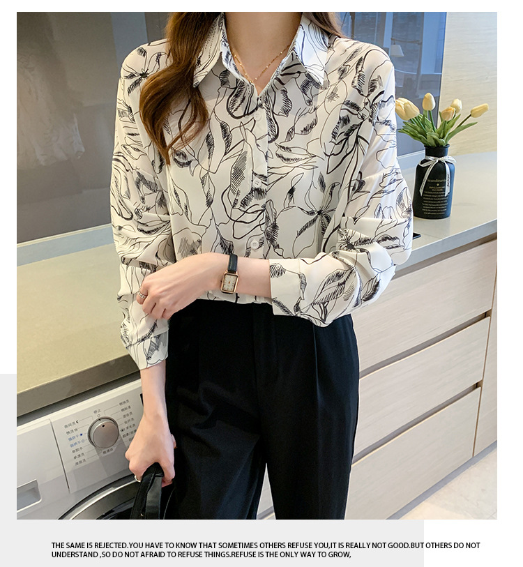 Title 5, Pattern Print Lapel Drape Long-sleeved Shirt