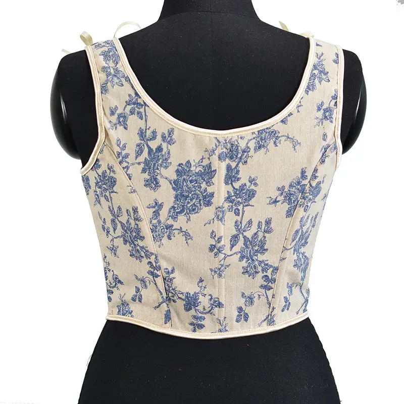French Vintage Large Orchid Lace Corset Vest