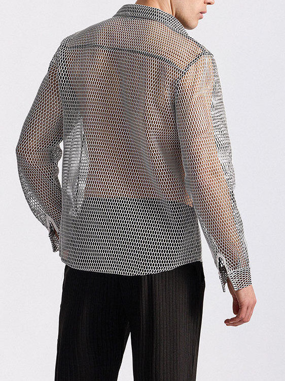Men's Openwork Long-sleeved Shirt