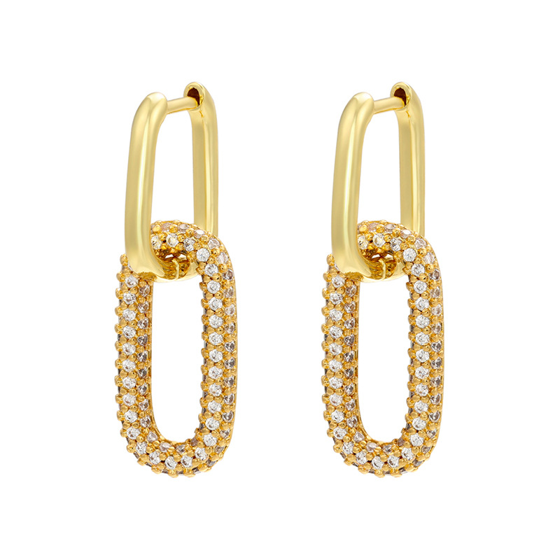 Geometric Rectangle Jewelry Accessories Diamond Metal Earrings
