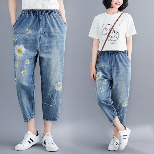 Title 2, Denim Embroidered Harlan Pants Summer New Loose