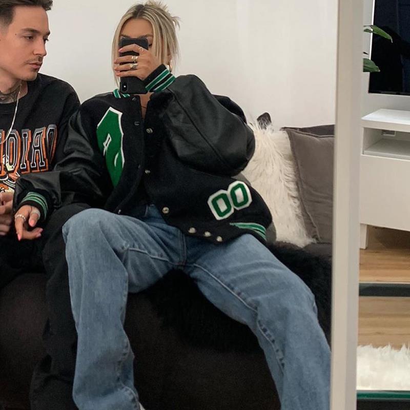 Fashion Letter Embroidery Hip-hop Fleece Leather Jacket