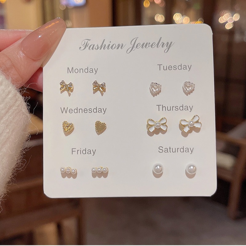 6‑Pair Premium Simple Earrings Set – Women’s Minimalist Fashion Jewelry – US Sto