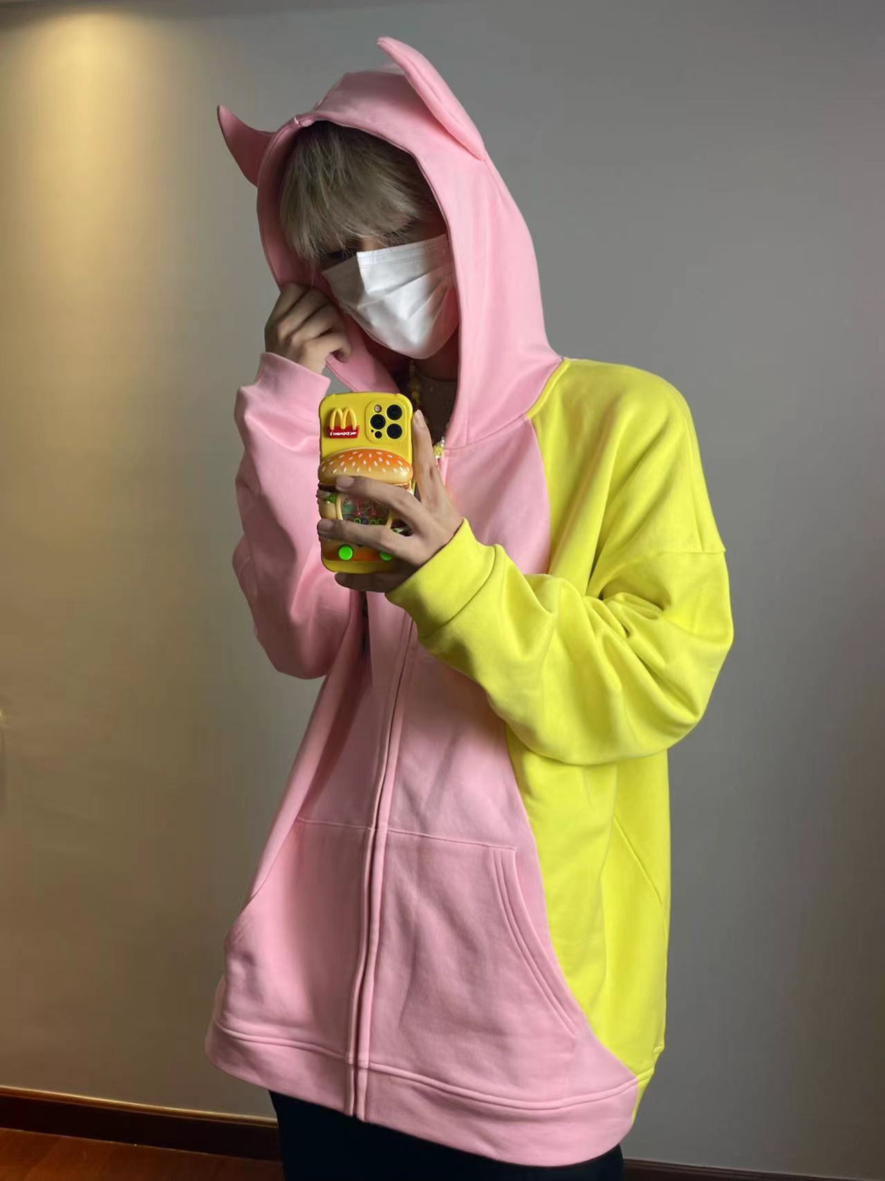 Women's Hooded Zipper Detachable Tail Sweater