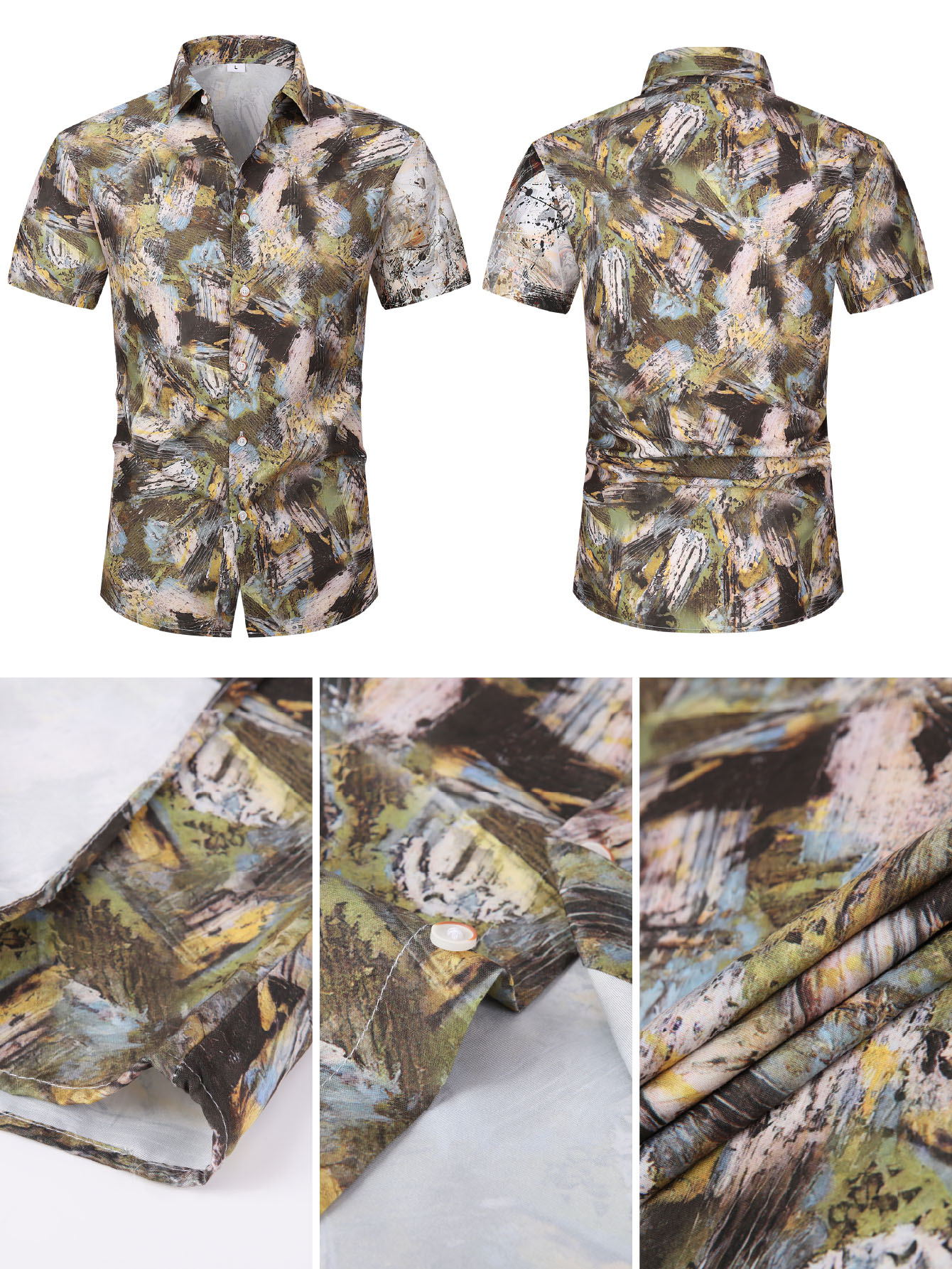 ["Hawaiian shirt","tropical print shirt","vacation wear for men"]