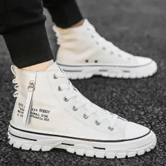 Canvas Shoes, Breathable Thick Sole, Board Shoes, Gaobang Casual Shoes - White - View 1