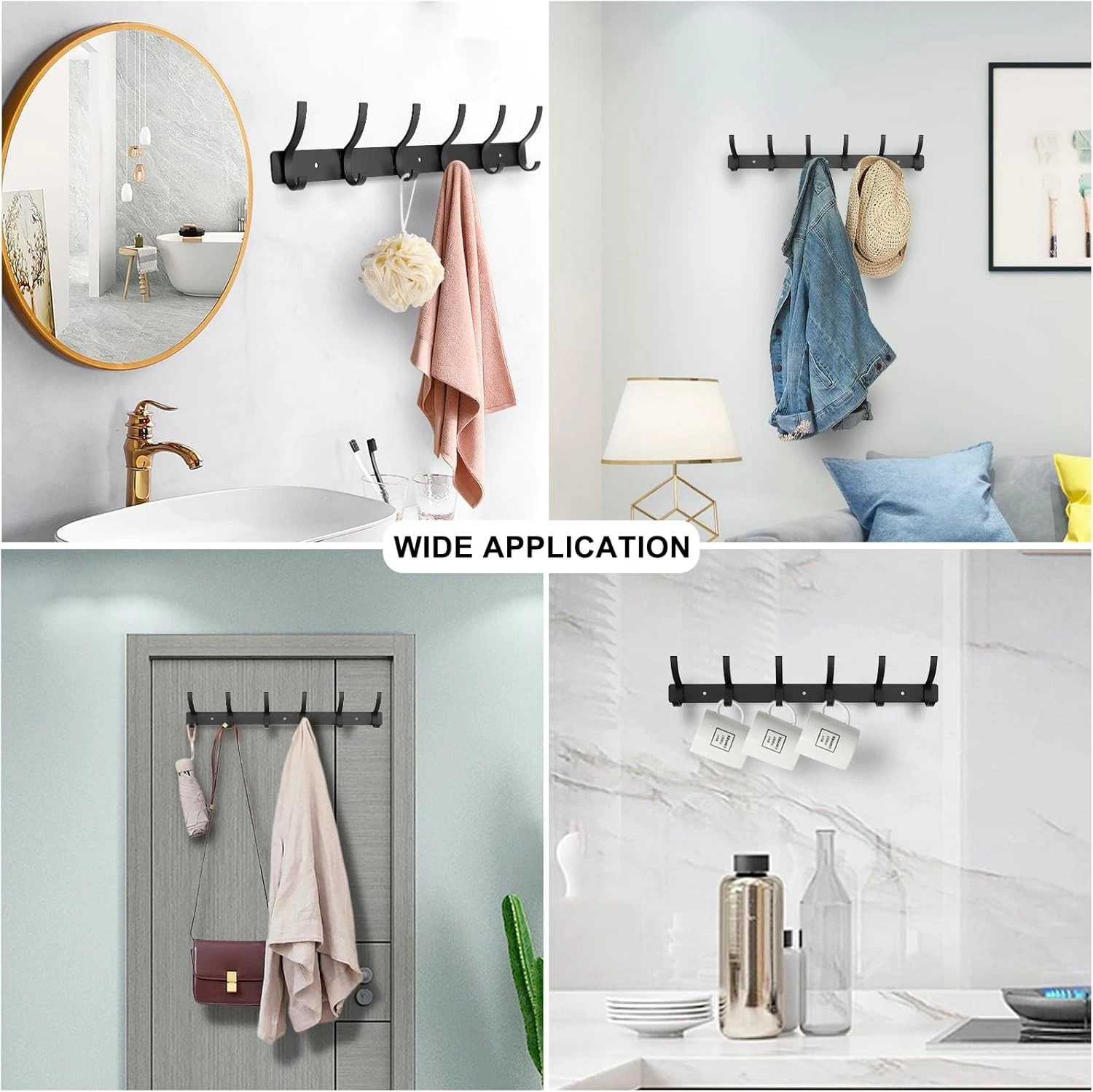 12 Hooks Aluminum Key Coat Clothes Door Holder Rack Hook Wall Mounted Hanger — image 8