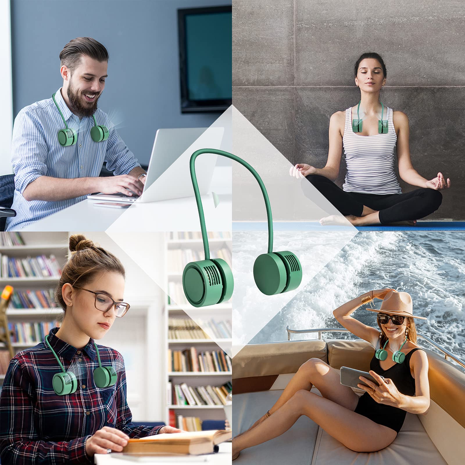 Hanging Neck Fan Leaf Less Small Fan USB Portable Storage Lazy Aromatherapy Neck Hanging Neck Electric Fan — foto 2