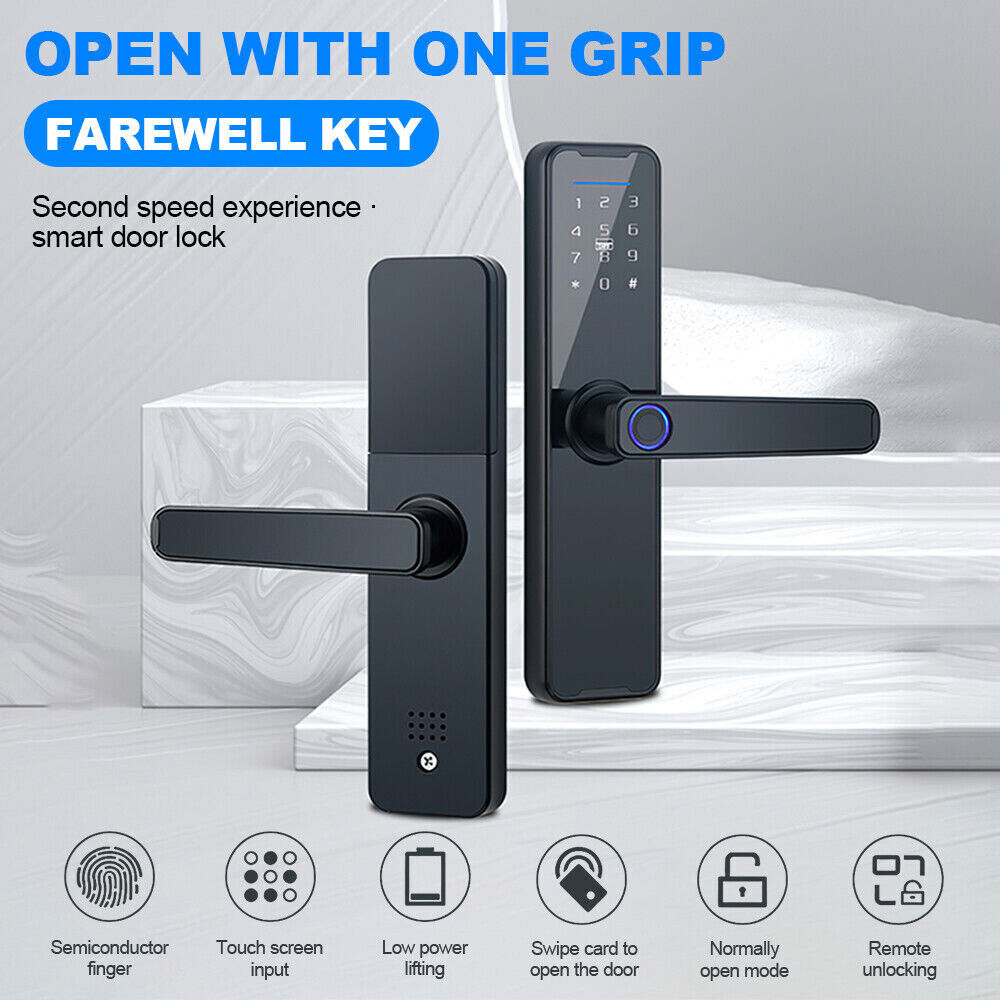 Electronic Bluetooth Door Lock T Uya APP Fingerprint Card Password Key Entry Lock 11