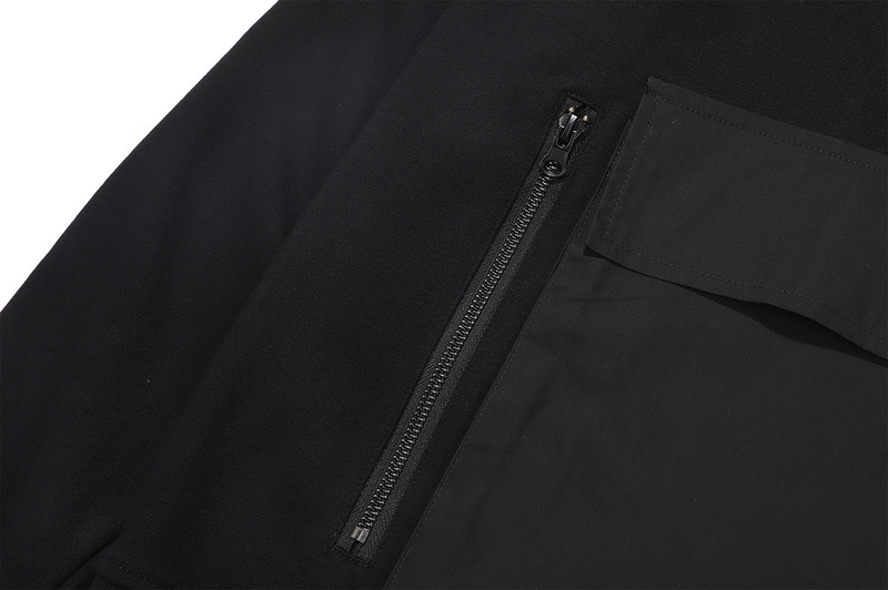 European And American High Street Round Neck Turtleneck Sweater Pocket Stitching Contrast Color