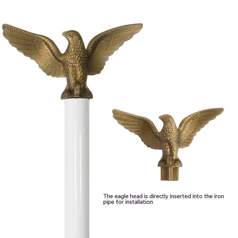 3-Section Iron Flagpole Wall Flagpole Split Eagle Head Aluminum Flagpole
