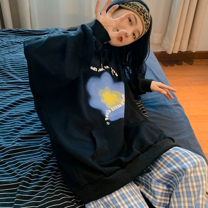 Hooded Sweater Women's Spring And Autumn Thin Loose-fitting Student Long-sleeved Shirt