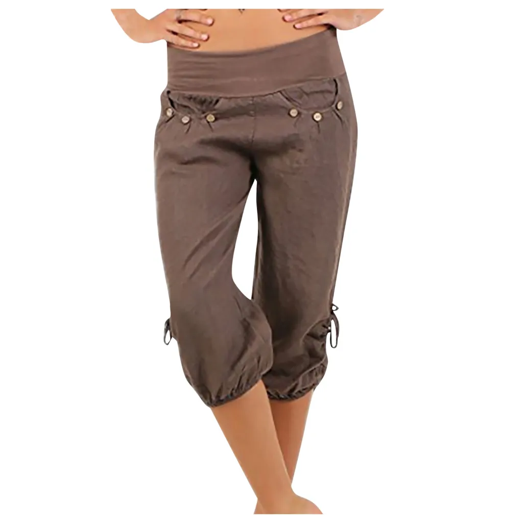 Fashion Casual Women's Loose Mid-waist Trousers - Brown