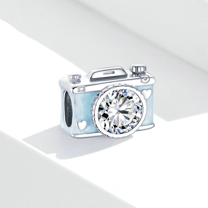 Sterling Silver Shiny Camera Beaded Bracelet