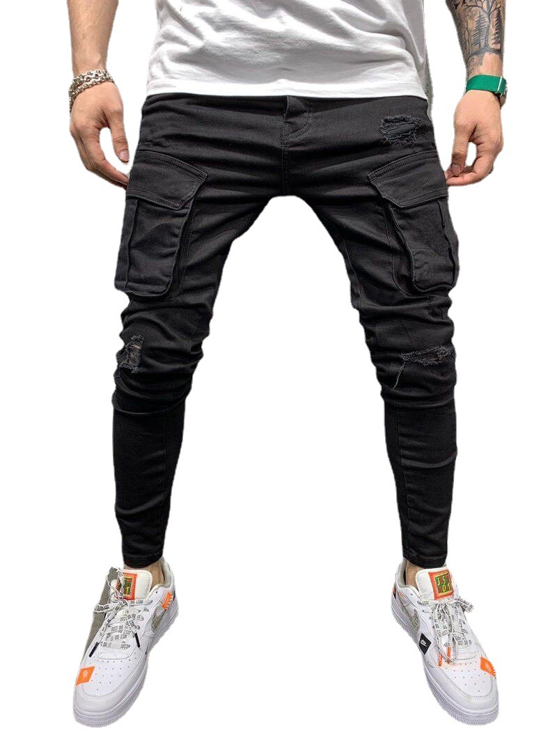 Title 4, Mens Skinny Multi Pocket Ripped Cargo Jeans of...