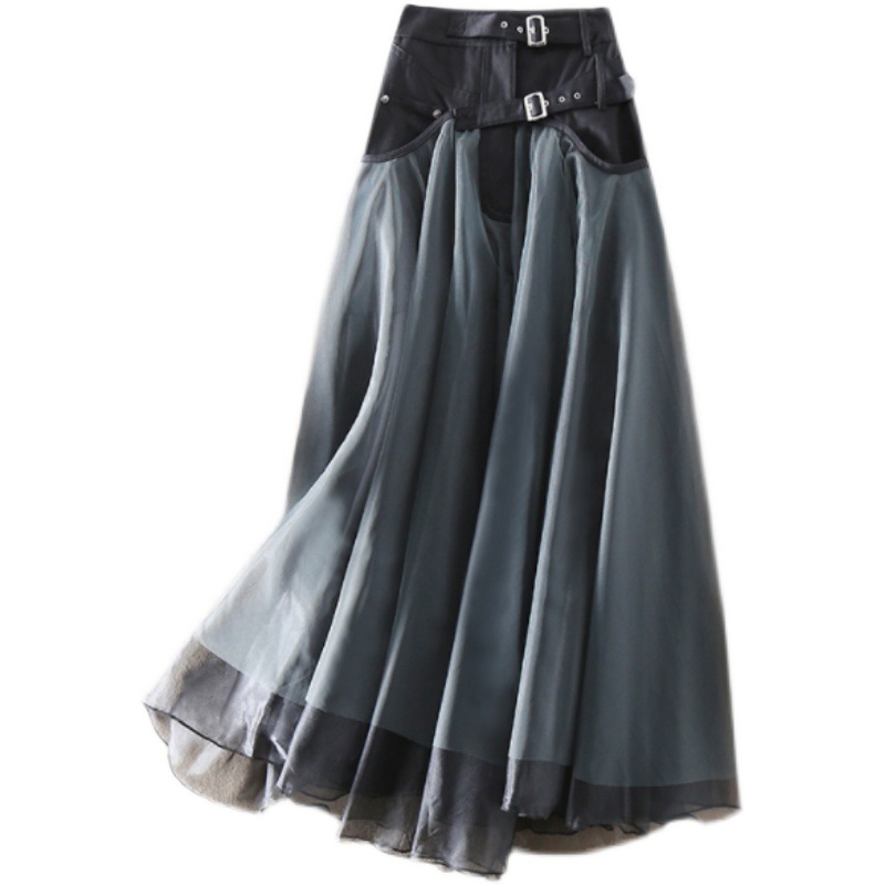 Ladies Paneled Mesh High Waist Skirt