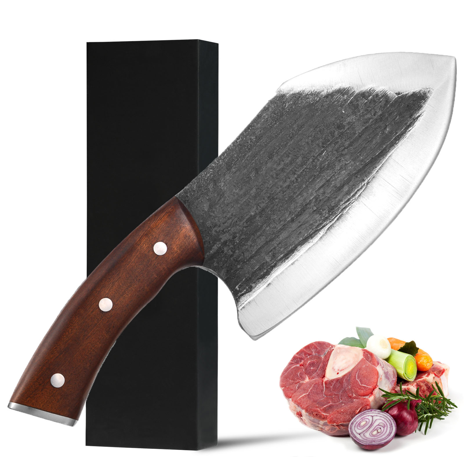 Meat Cleaver Knife Heavy Duty Japanese Hand Forged Chef Knife, Cleaver Knife For Meat Cutting