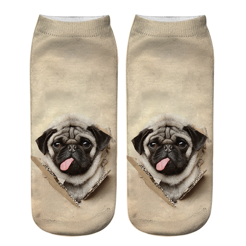 Title 5, Dog PUG cartoon 3D printing socks