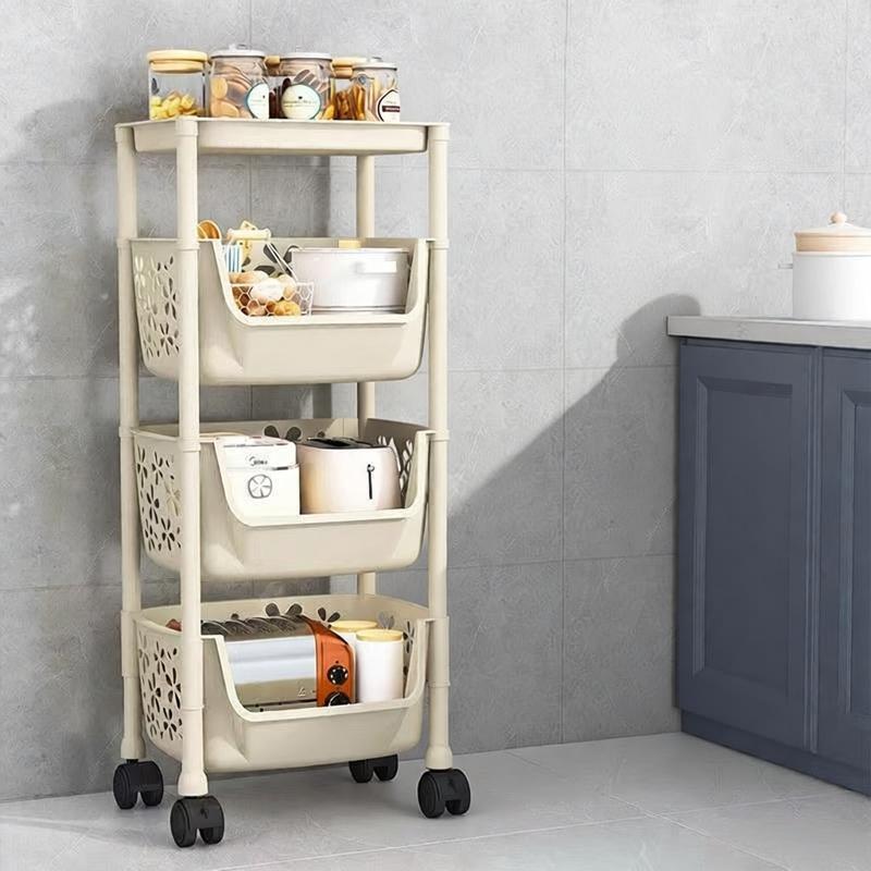 4 Tier Kitchen Basket Storage Trolley Organiser Fruit Vegetable Rack On Wheels — image 5