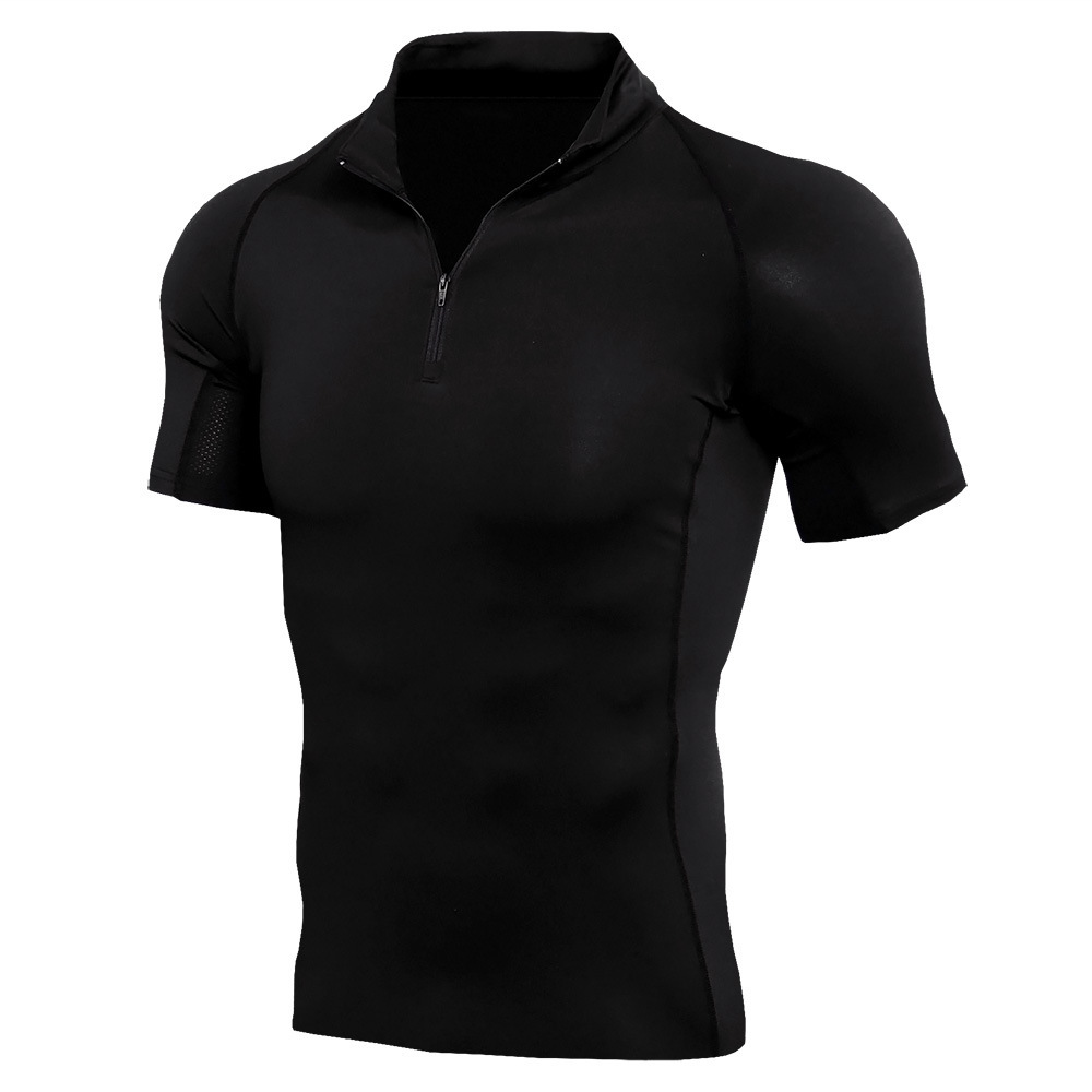 Title 4, T-shirt da uomo fitness con collo alto, zip, ma...