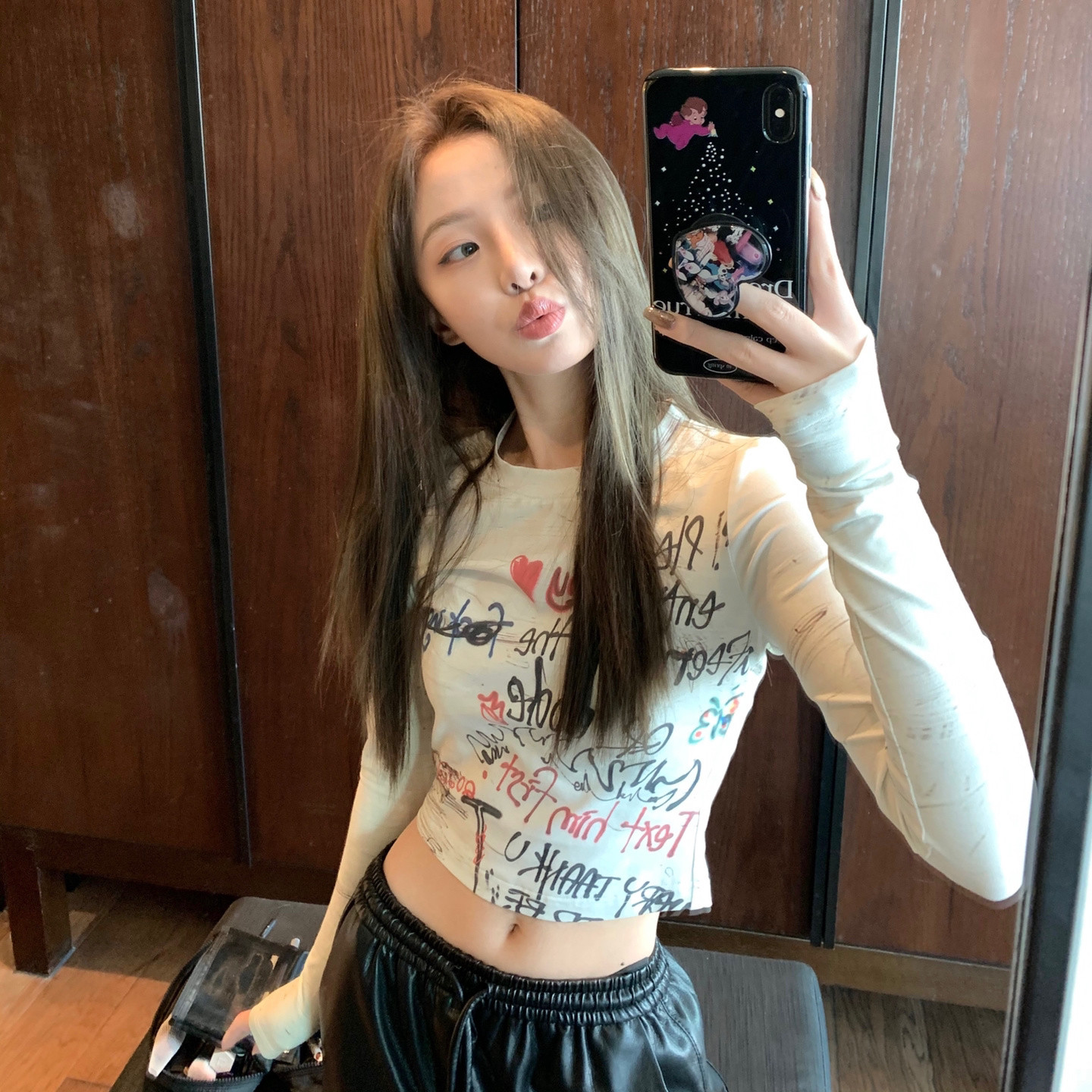 Slim High Waist Short Round Neck