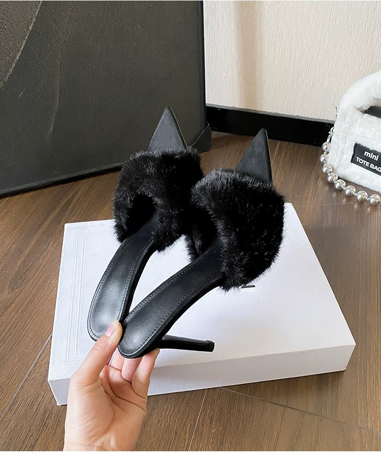 Fuzzy Pointed-Toe Mules, picture 3 of 4