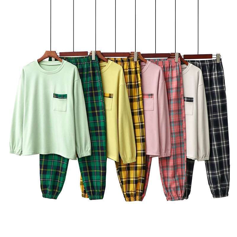 Title 9, Long Sleeve Round Neck Plaid Pants Home Service...