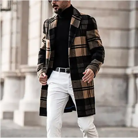 Plaid Men's Coat New Wish