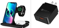Three In One Dual Coil Wireless Charger - Black Set - View 1